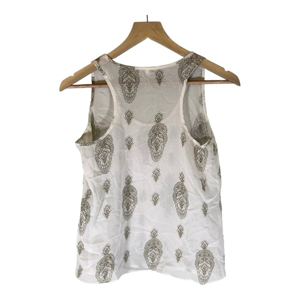 Women's Sheer Tank Top Size Small 36 White Green Lightweight Casual Boho Brazil - Picture 2 of 7